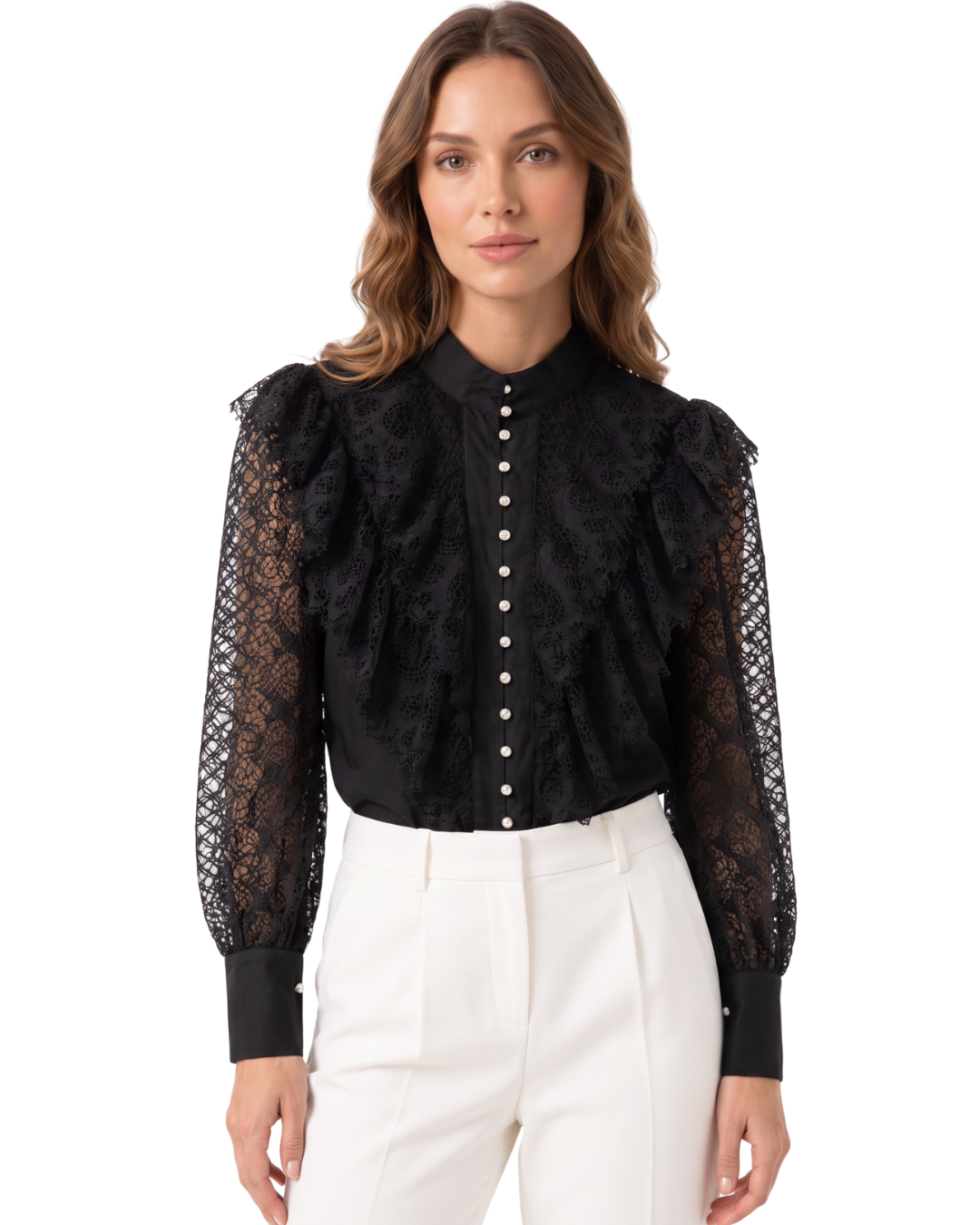 Camisa Renda e Strass