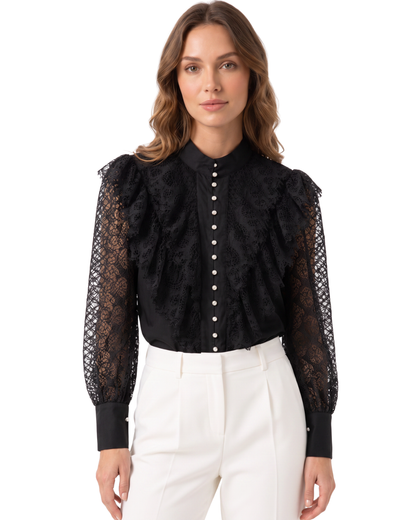 Camisa Renda e Strass