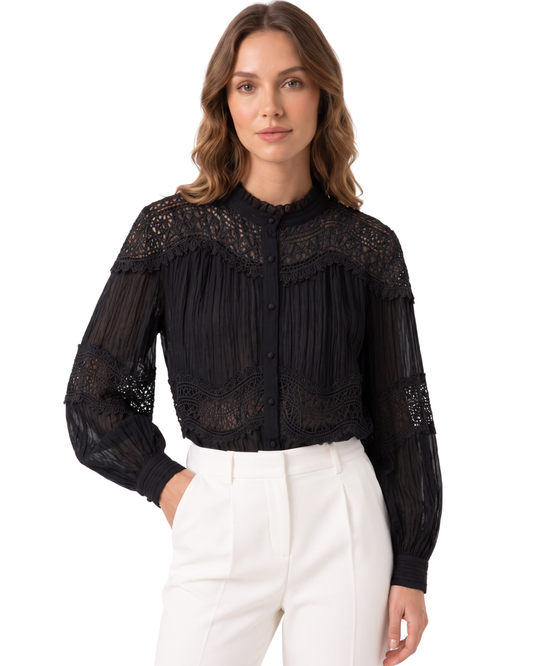 Blusa Sombra e Crochet