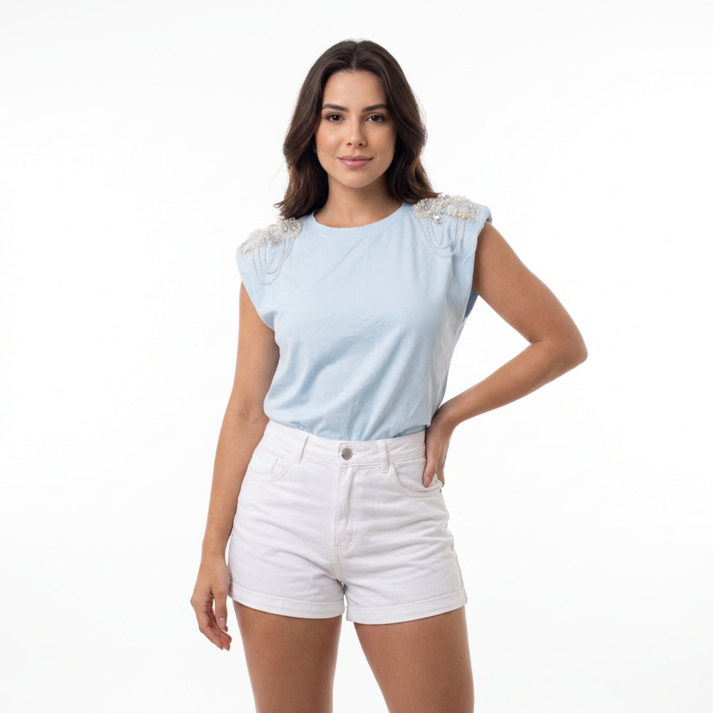 Blusa crystal shoulder