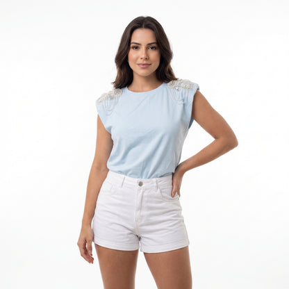 Blusa crystal shoulder