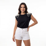 Blusa crystal shoulder