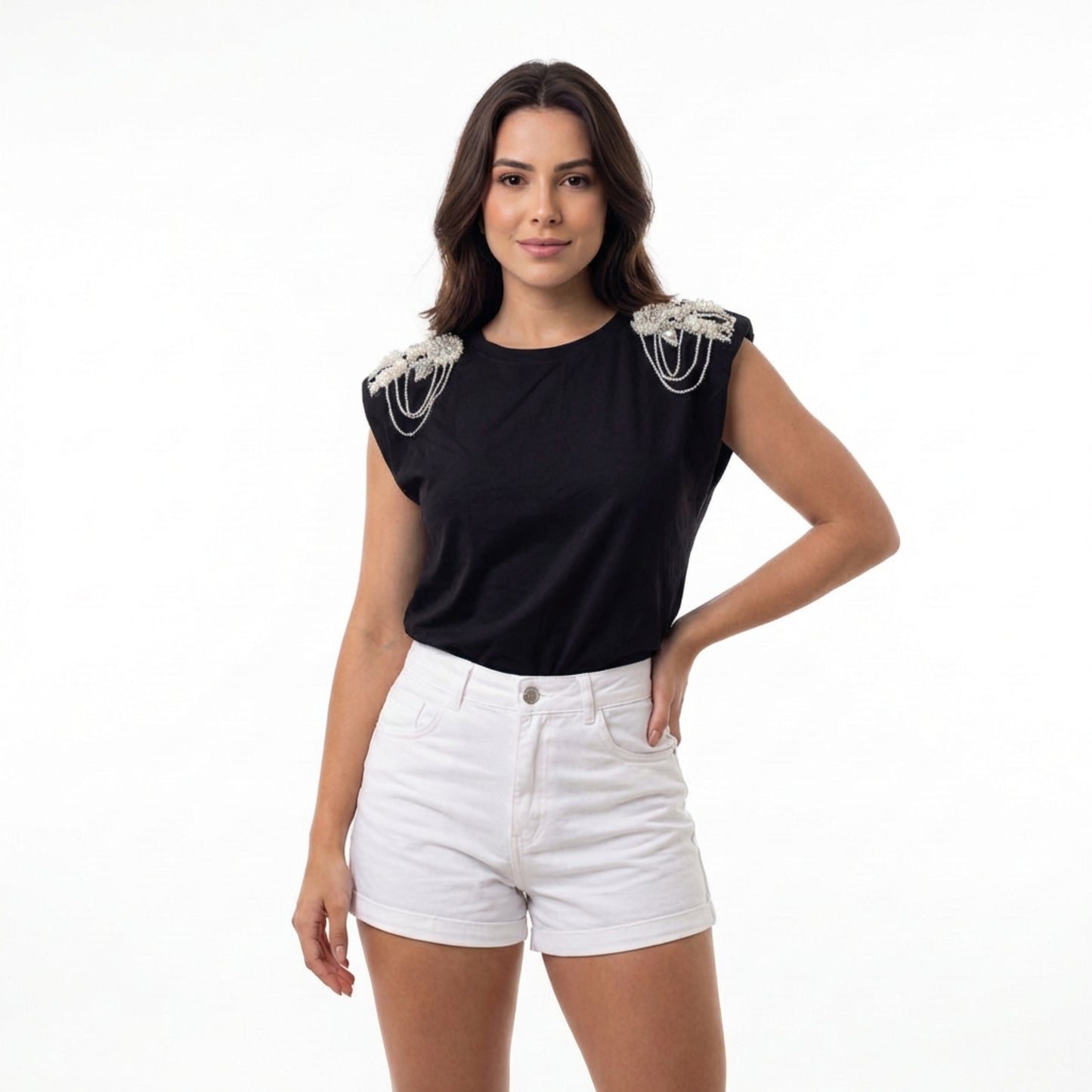 Blusa crystal shoulder