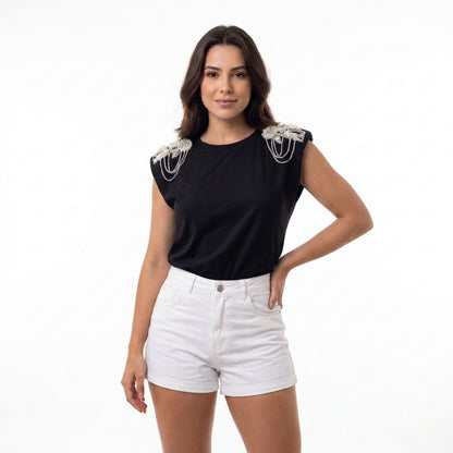 Blusa crystal shoulder
