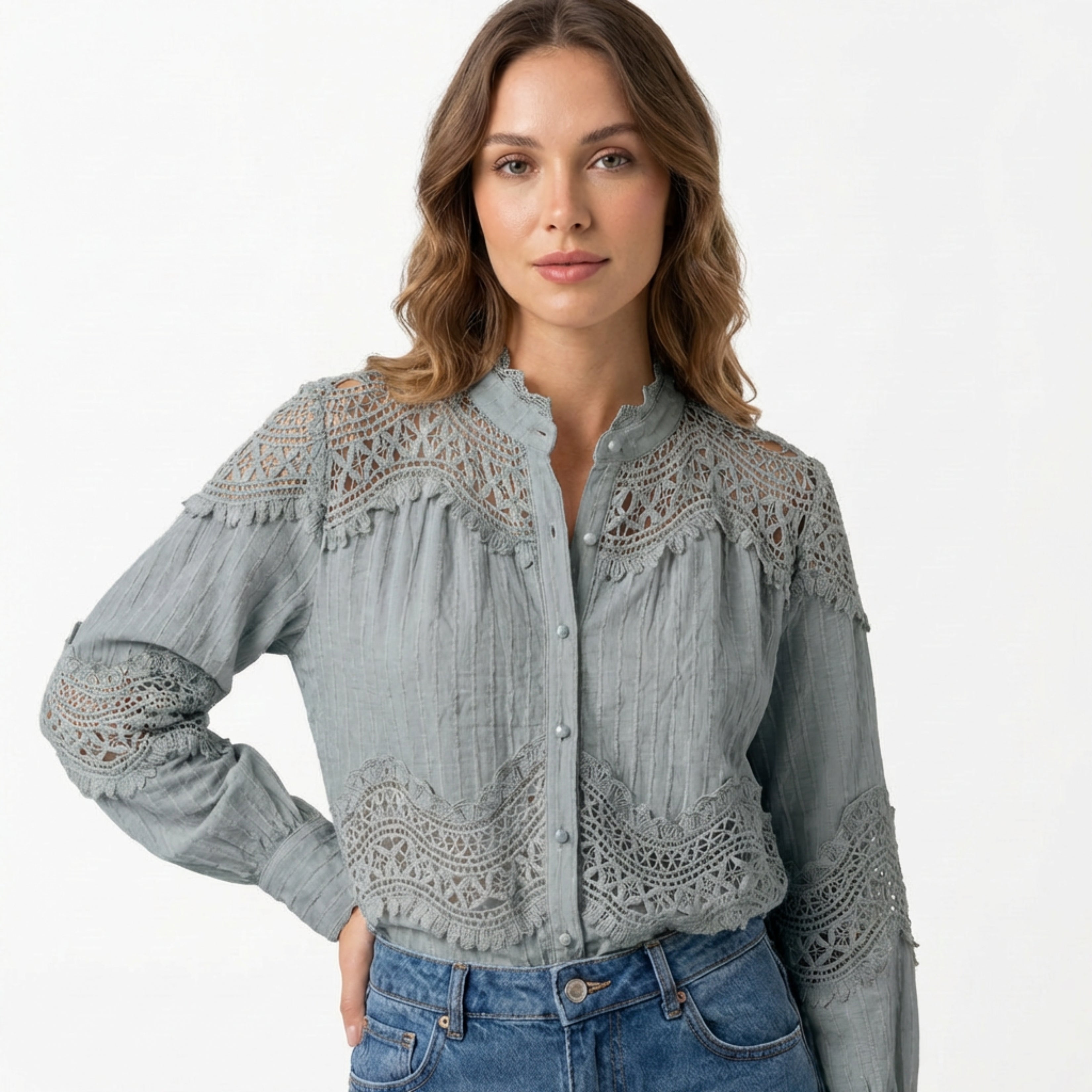 Blusa provence rendada